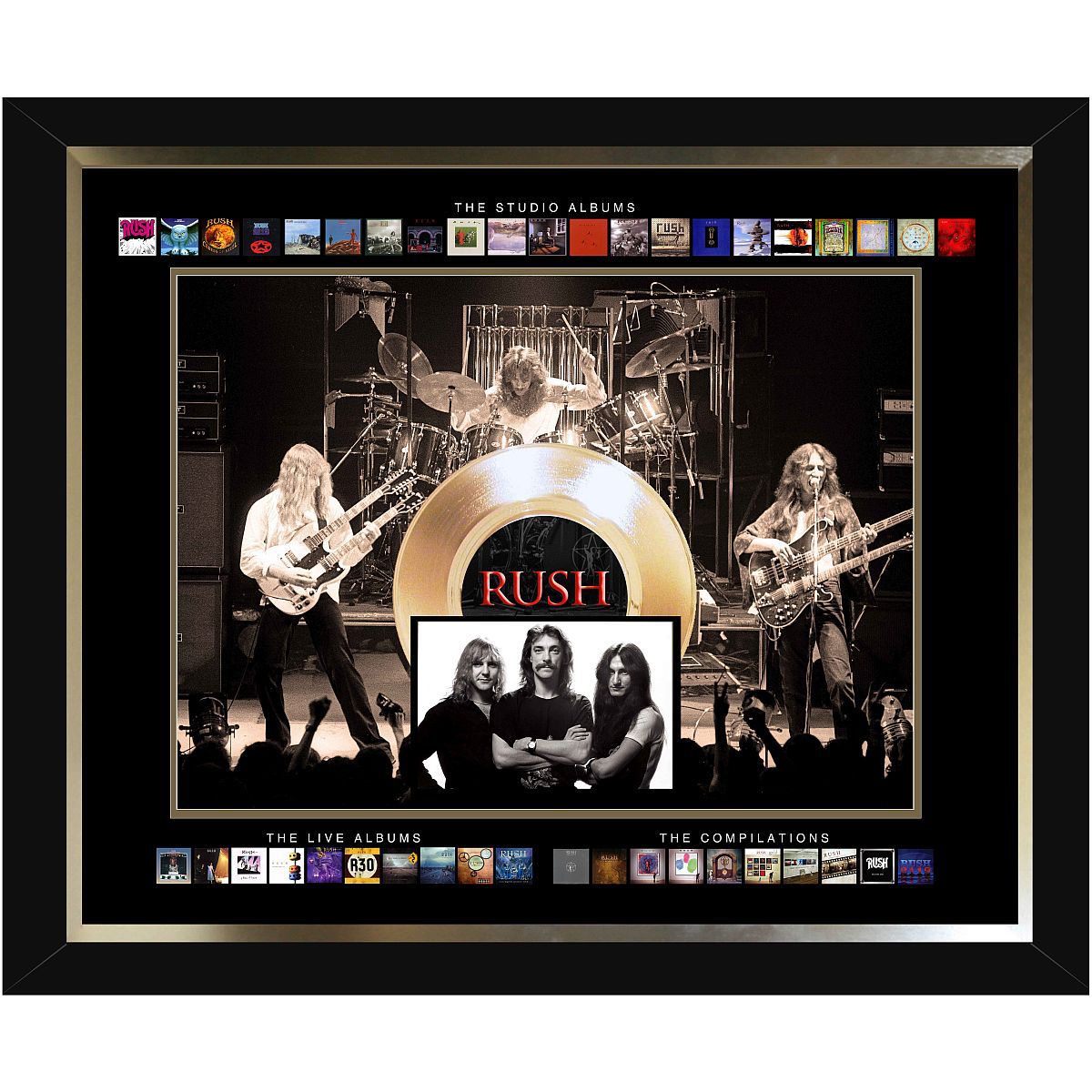Rush Framed Album Collection Collage with Gold 45 Record