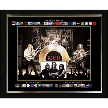 rush スタジオアルバム Rush Framed Album Collage with Gold 45 Record – Rush Backstage
