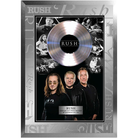 Rush Framed B/W Photo Collage with Platinum LP – Rush Backstage