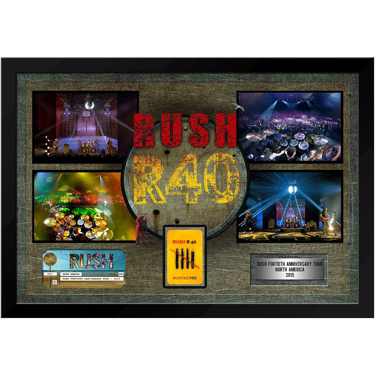 Rush Backstage Rush Framed 40th Anniversary Tour with Commemorative Ticket/Backstage ...